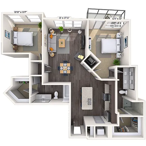 Floor plan Traditional 2x2 1178 SF-FP