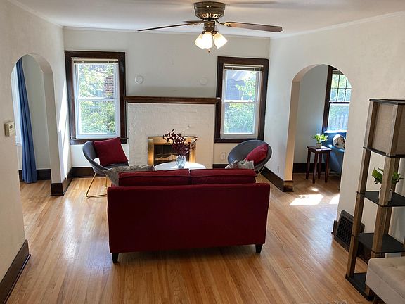 View of the living from the landing of the stairs leading to the second floor.