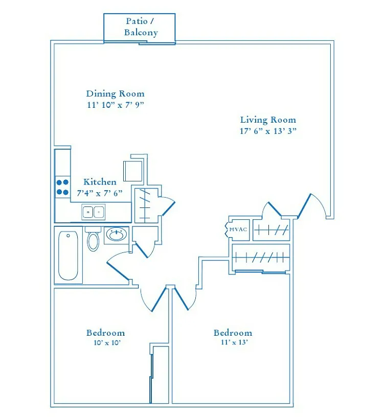 Floor plan 2 Bedroom W/D Upper
