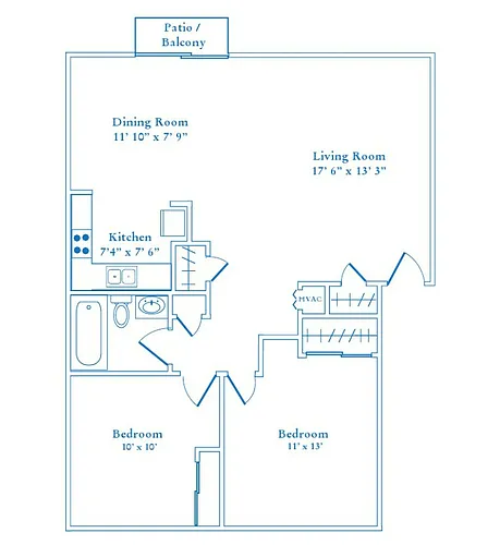 Floor plan 2 Bedrooms Apt Lower Floor