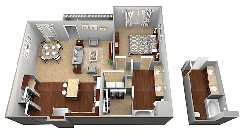 Floor plan A5 1 Bed/1Bath