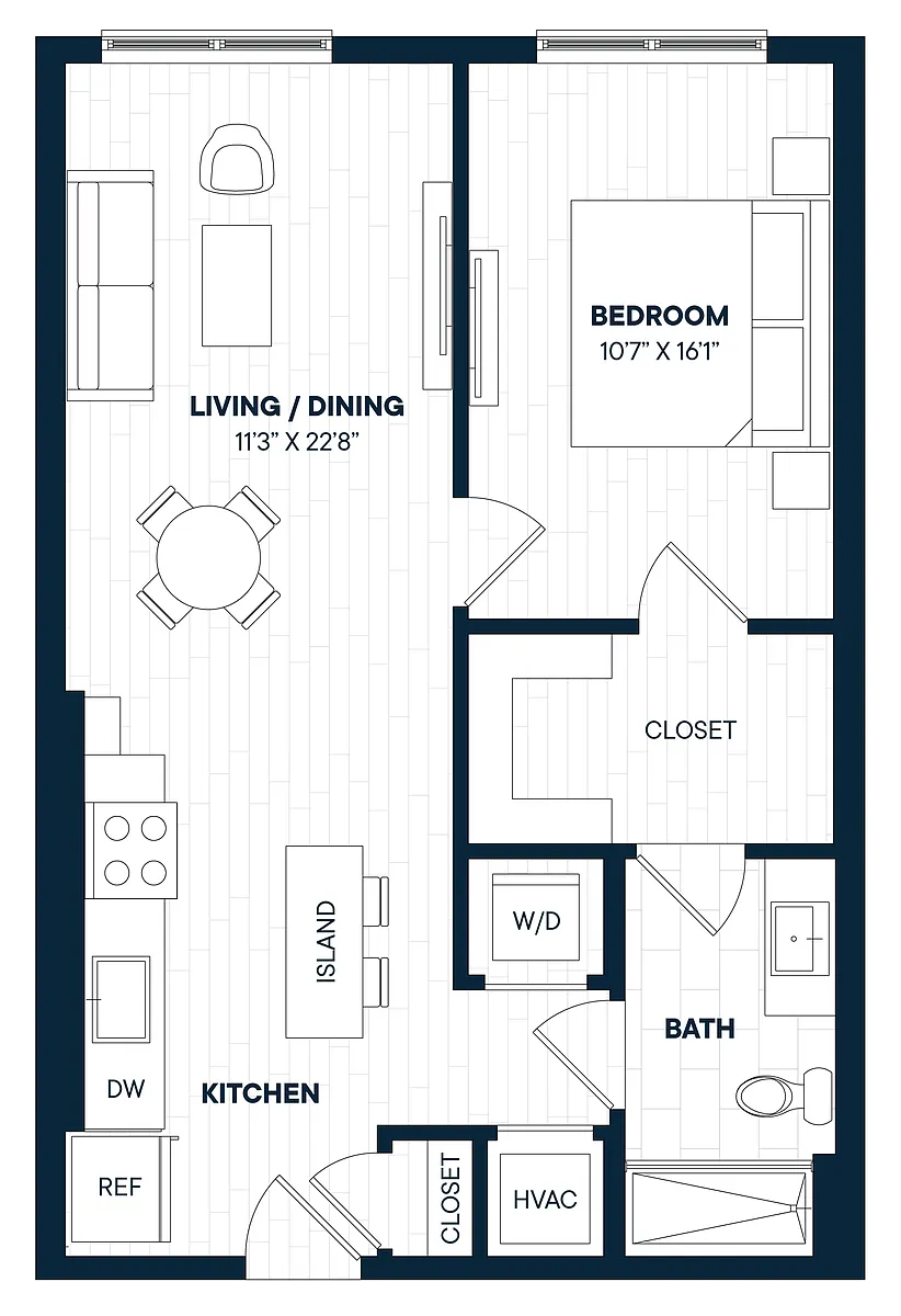Floor plan 1 Bed 1 Bath-A10