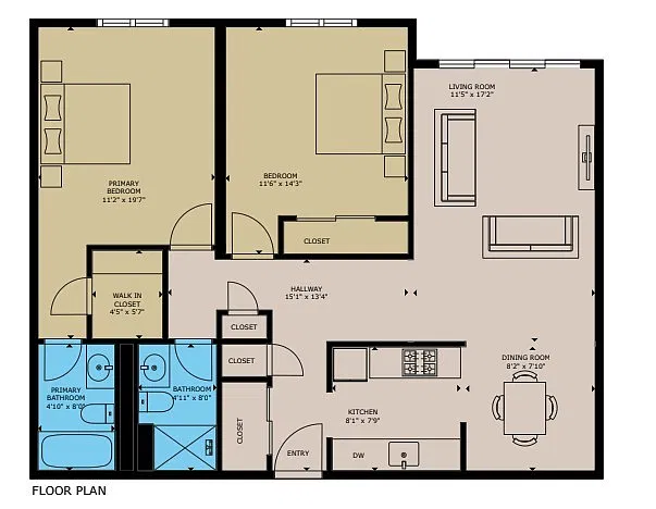 Floor plan 2 Bedroom / 2 Bath