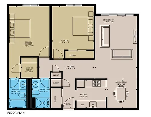 Floor plan 2 Bedroom / 2 Bath