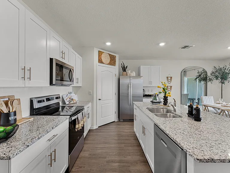Fully equipped kitchen with granite countertops and sleek finishes.