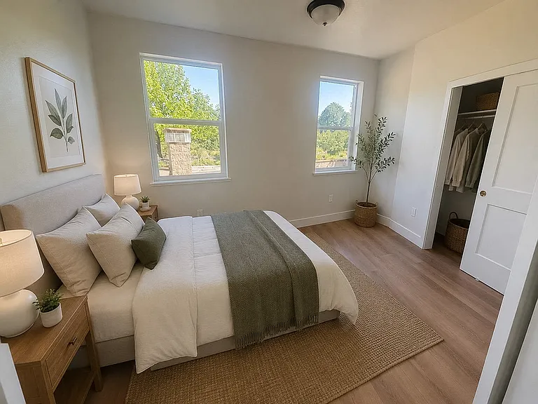Digitally enhanced and staged photo - Bedroom #1