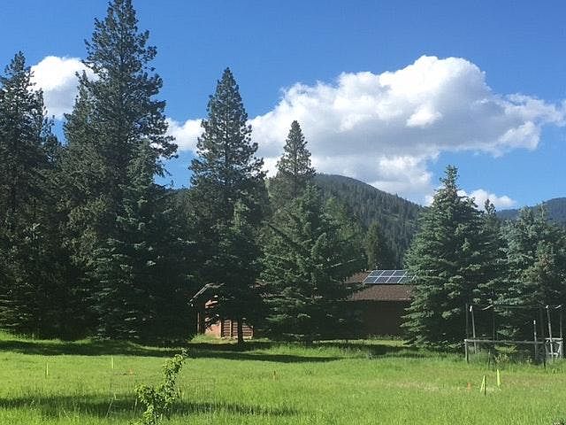 Outside view of the house, looking north