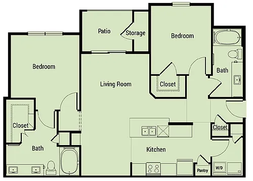 Floor plan Two-bedroom/two-bath