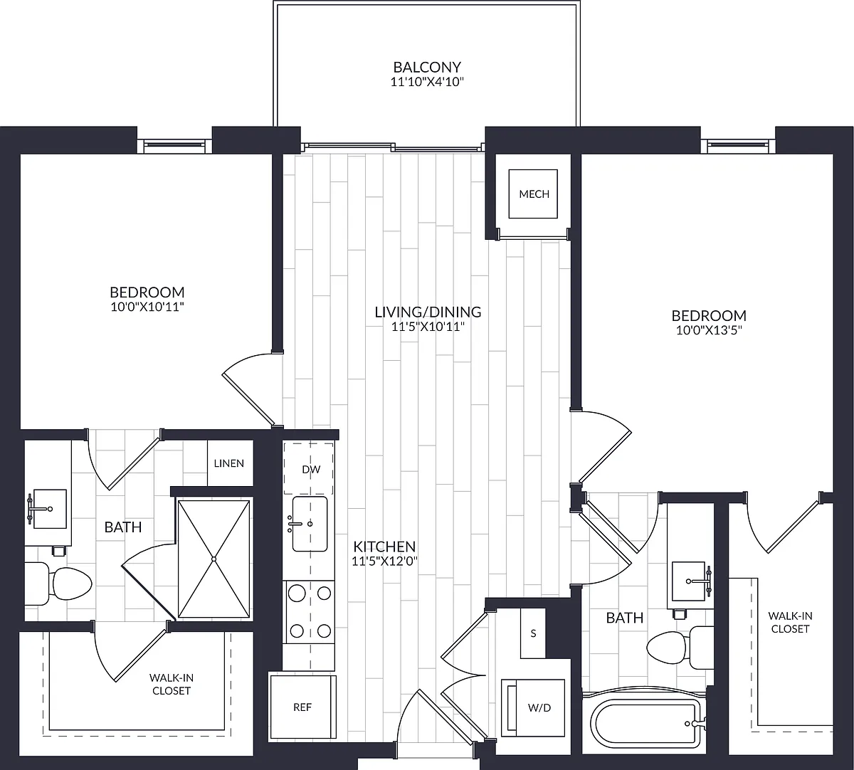 Floor plan 2 Bed/2 Bath-B2-0E