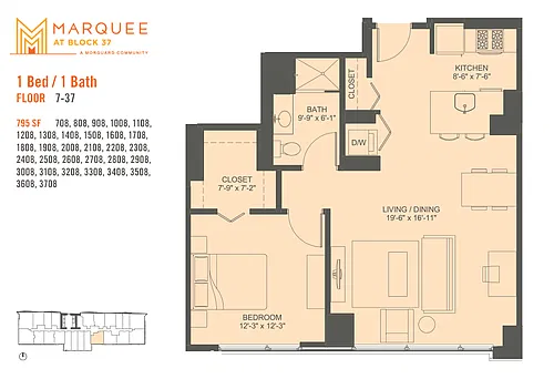 Floor plan 1 Bedroom x 08
