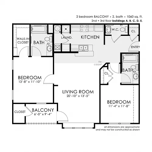 Floor plan 2 bedroom Balcony