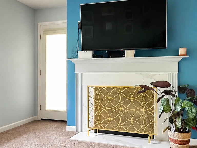 Fireplace with access to private balcony/deck