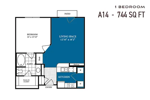 Floor plan One Bedroom A14r