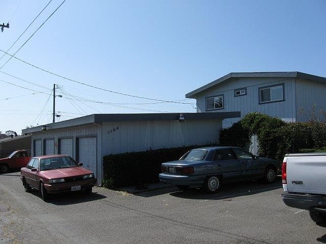 Off the ally, view of the garages
