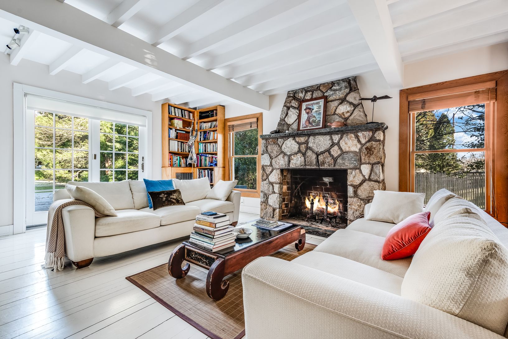  Living Room With Field Stone Fireplace
