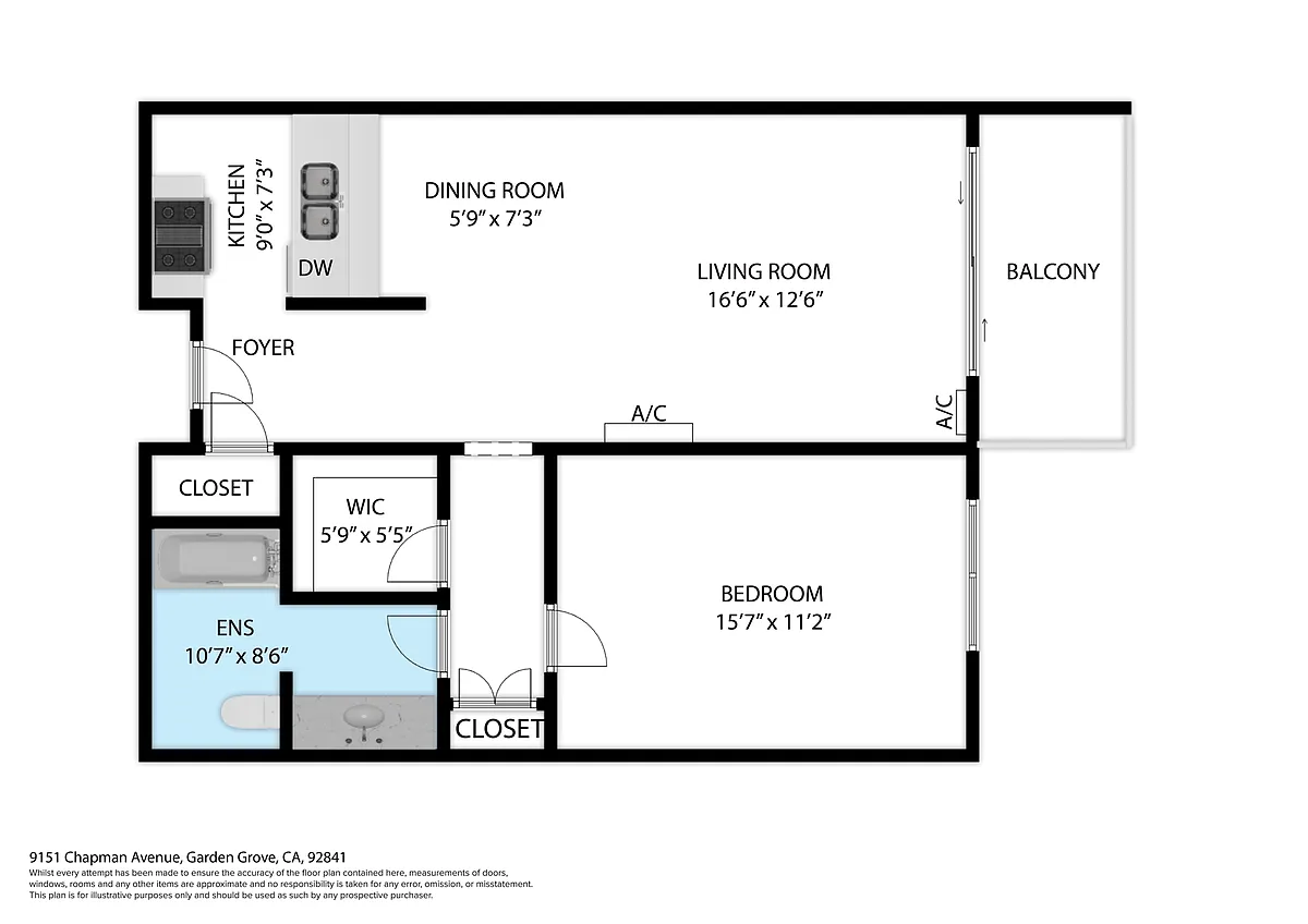 Floor plan 1 Bed 1 Bath