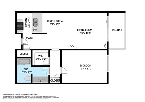 Floor plan 1 Bed 1 Bath