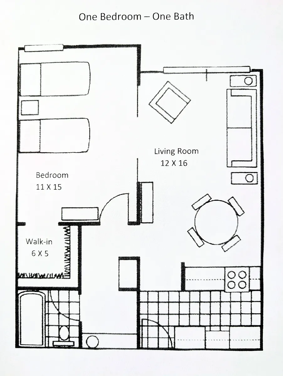 Floor plan 1 Bedroom 2nd Floor