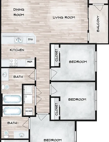 3x2 D1 Floorplan Diagram