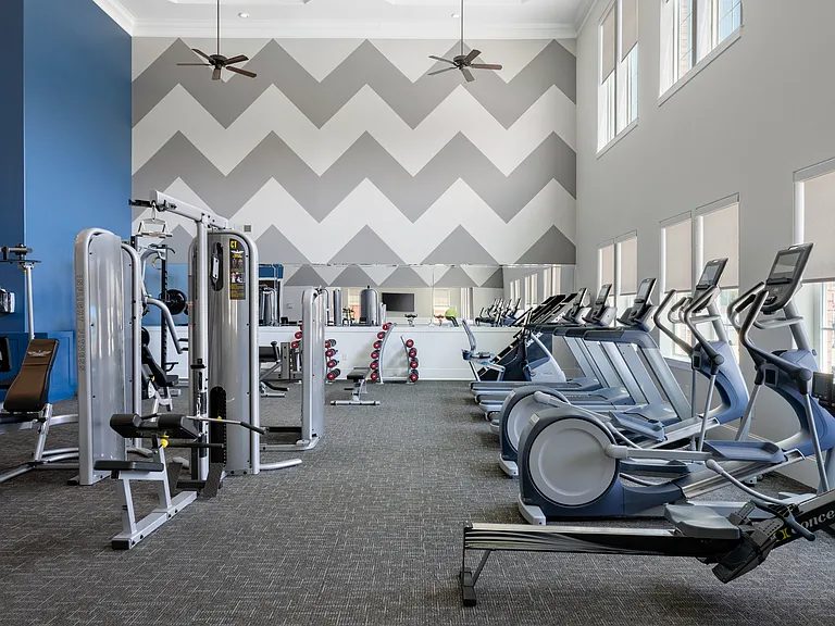 Stay active with a fully equipped fitness center right at home.