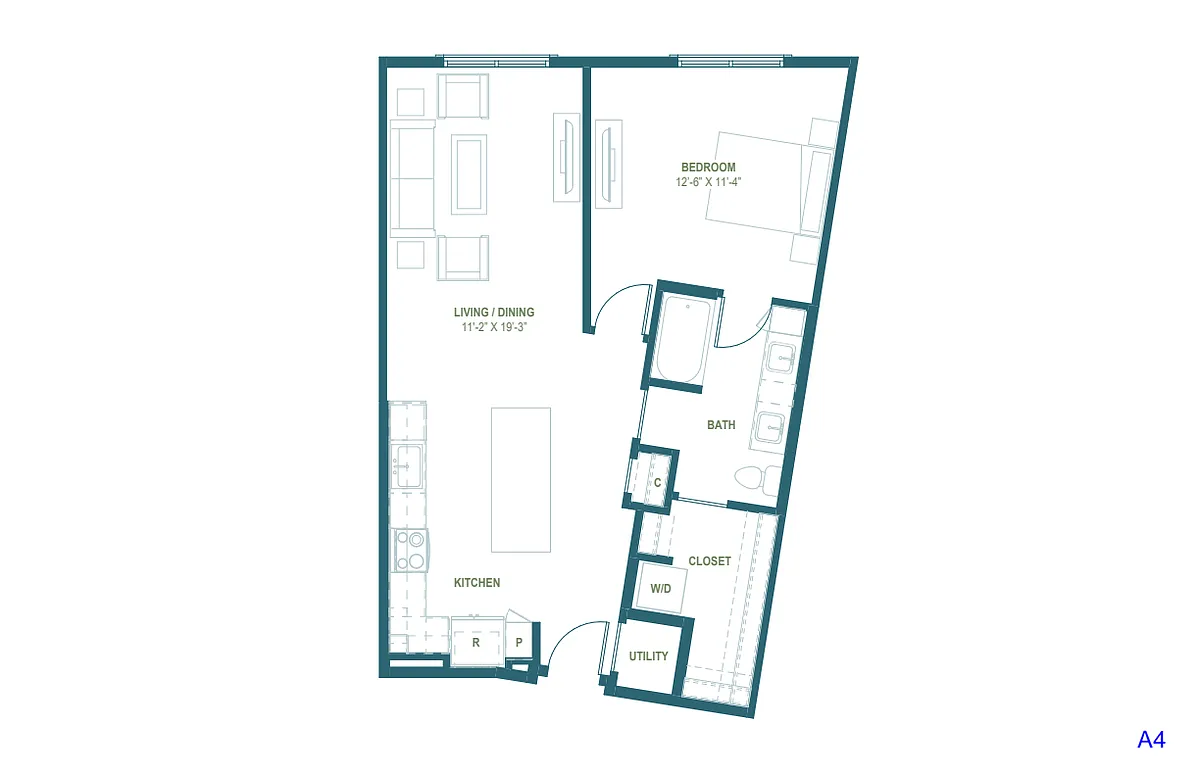 Floor plan A4 | 1 Bed | 1 Bath