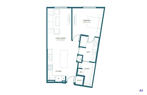 Floor plan A4 | 1 Bed | 1 Bath