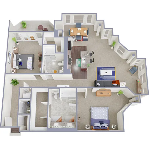 Floor plan The Excelsior 2 Bedroom 2 Bath