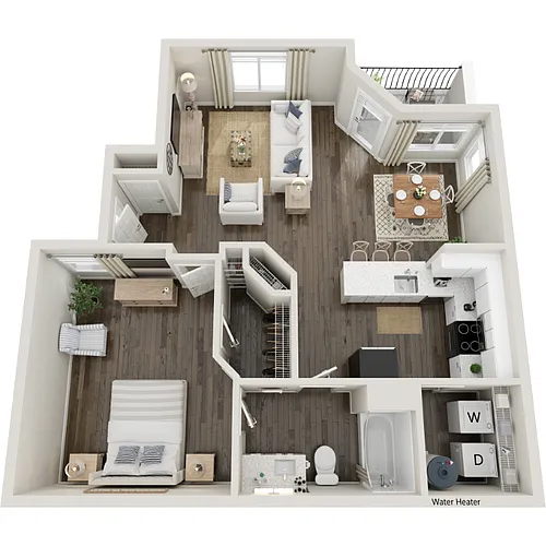 Floor plan One-Bedroom, One-Bathroom Upgraded