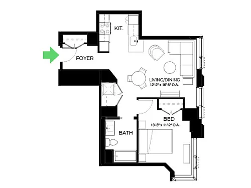 Floor plan A41 | 1 Bed | 1 Bath