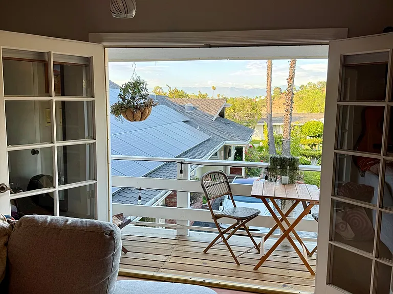 View of mountains from French door
