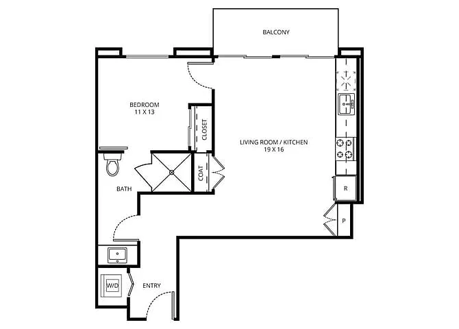 Floor plan 1 Bedroom A-2