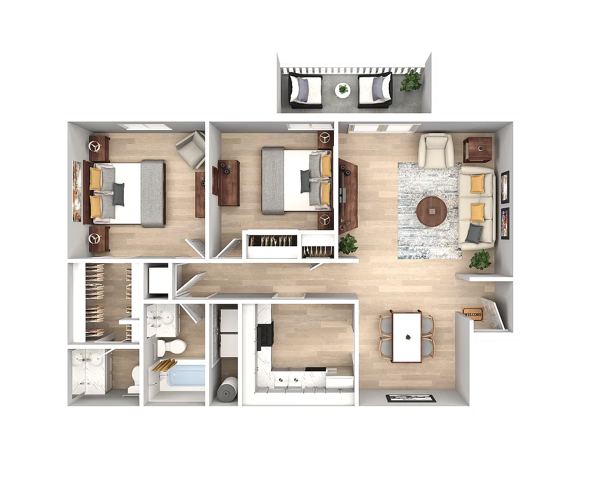Floor plan 2 Bedroom 1.5 Bath