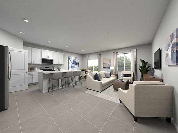 Great room rendering in the Archer.