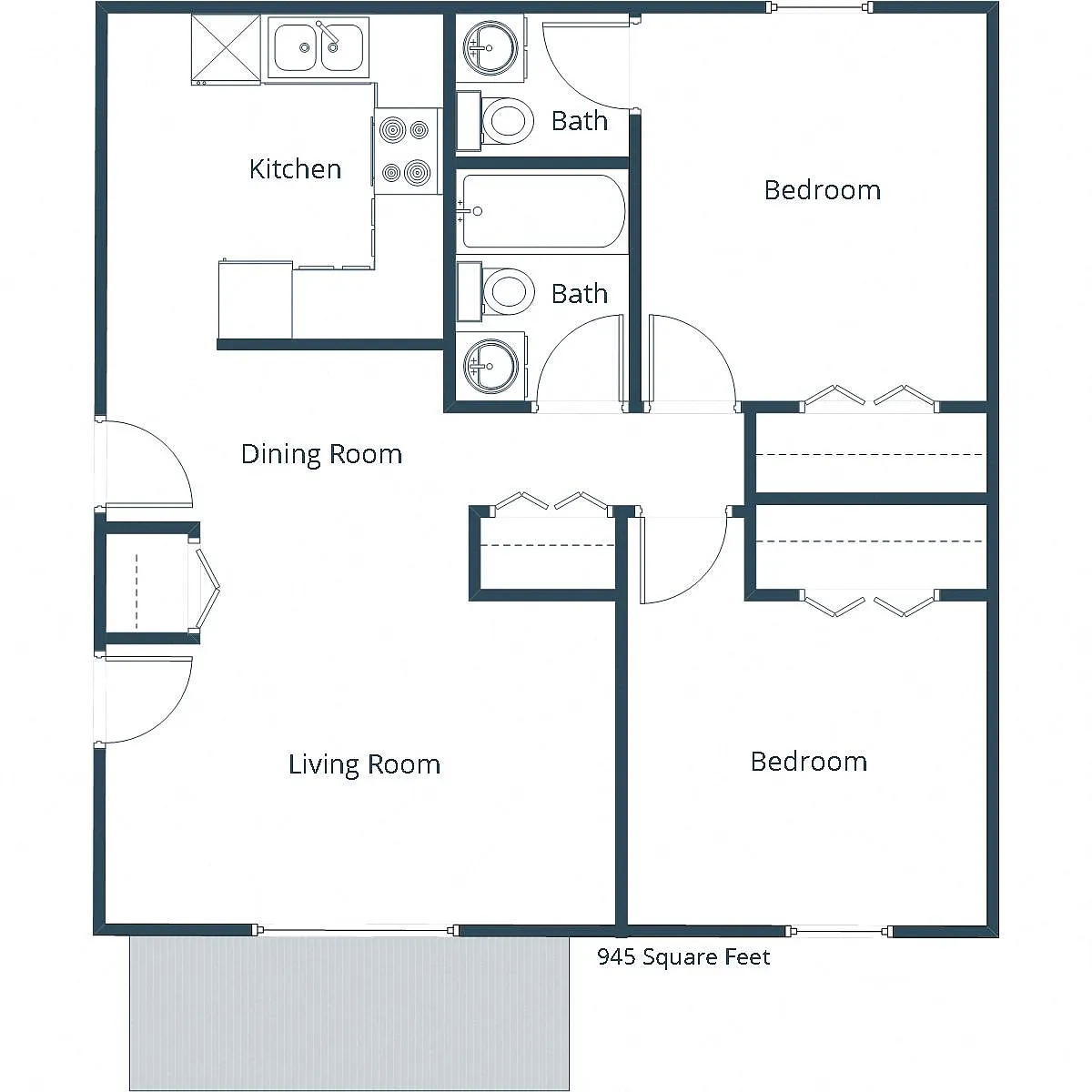 Floor plan Two Bedroom 215B