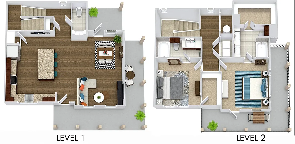 Floor plan Perkins Townhouse with Two Car Garage & Fenced In 
