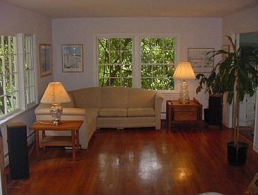 livingroom surrounded by gorgeous rhododendron 