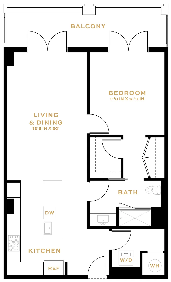 Floor plan 1 Bedroom - 1 Bath | A06A