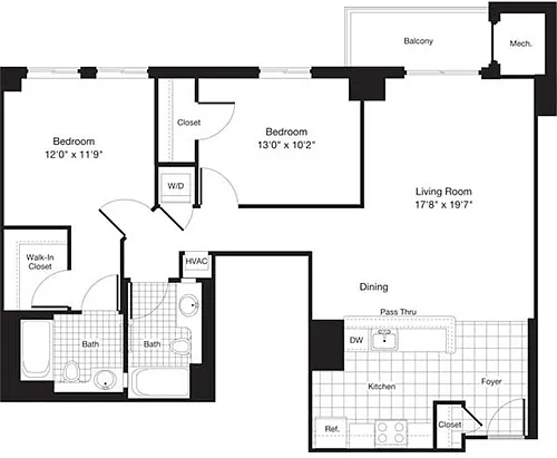 Floor plan 2 Bedrooms N