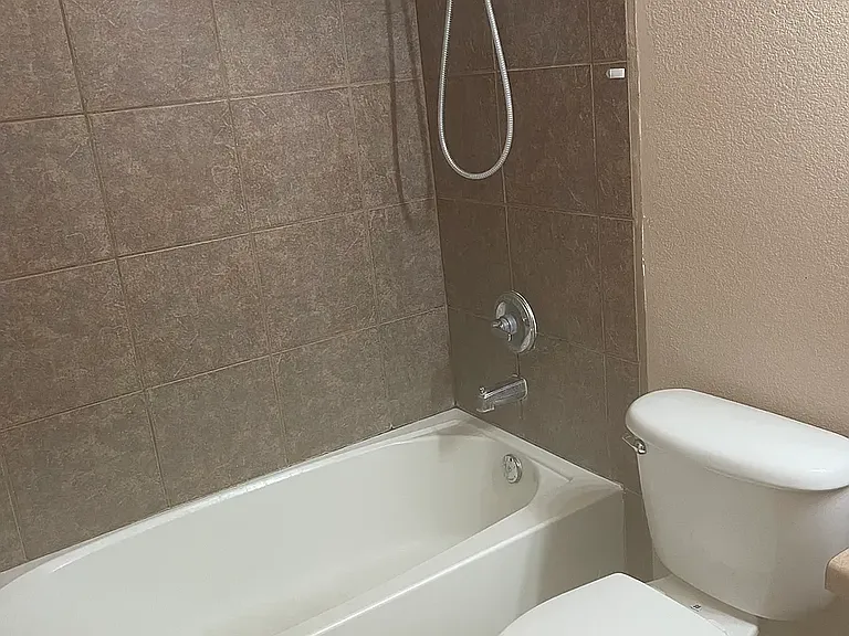 Guest bathroom toilet and shower/tub combo