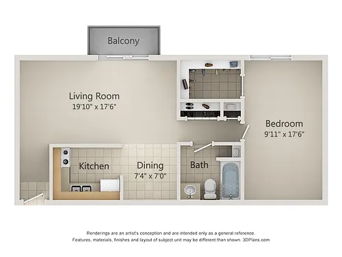 Floor plan 1 bedroom