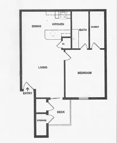 Floor plan One Bedroom/1 Bath
