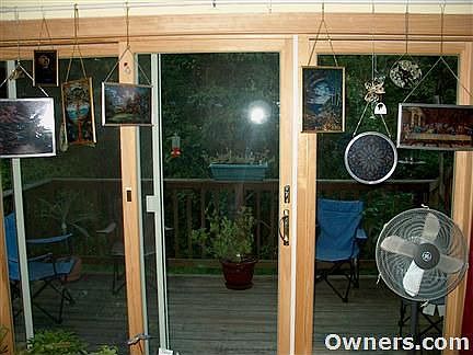 Livingroom sliders out to large deck