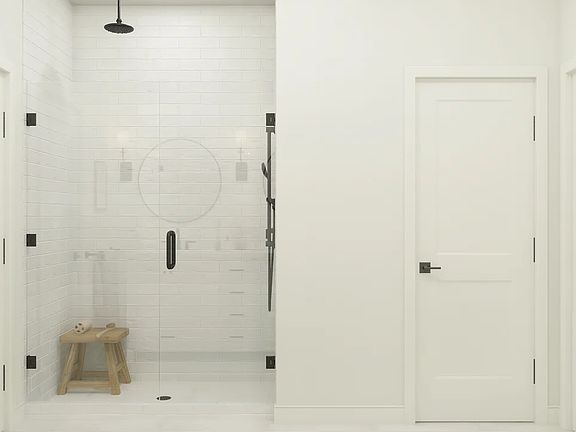 Primary bath with glass shower enclosure
