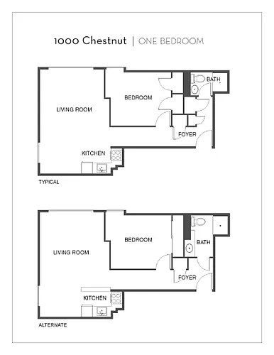 Floor plan Renovated 1 Bed, 1 Bath