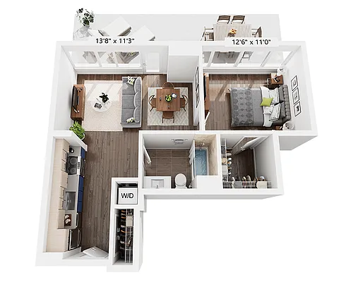 Floor plan One Bedroom A1L