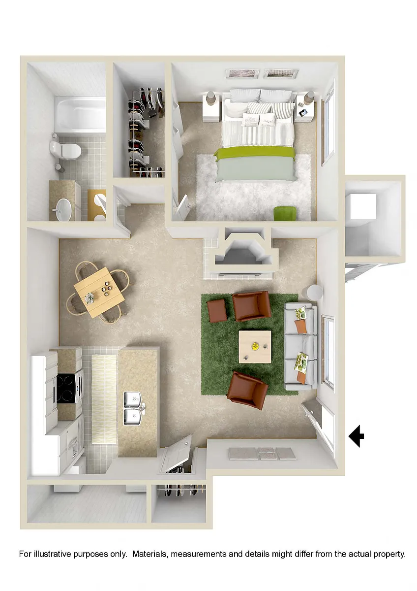 Floor plan 1 Bed 1 Bath