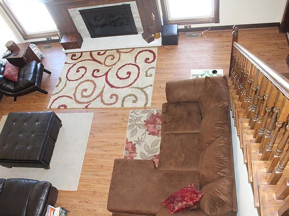 Looking down into the great room from the loft.