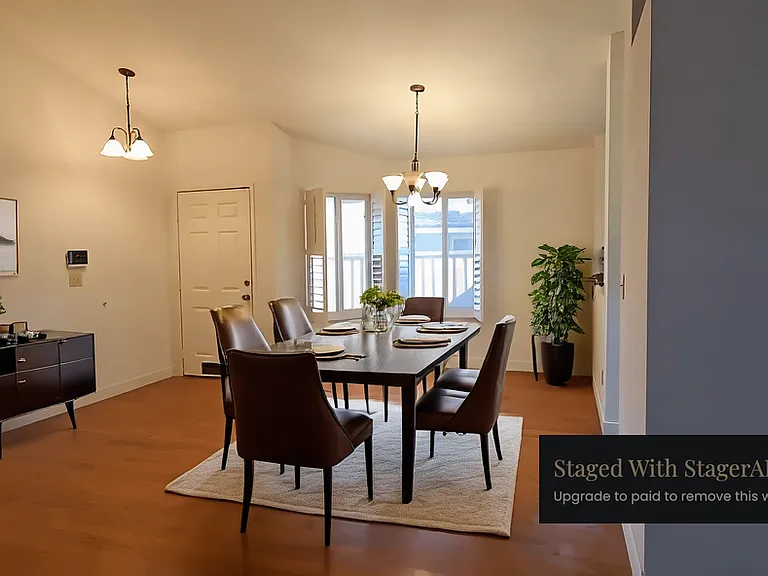 Virtually staged Dining Room -- awesome hardwood floors