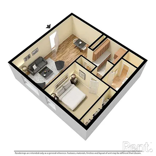 Floor plan 1 bedroom 1 bathroom