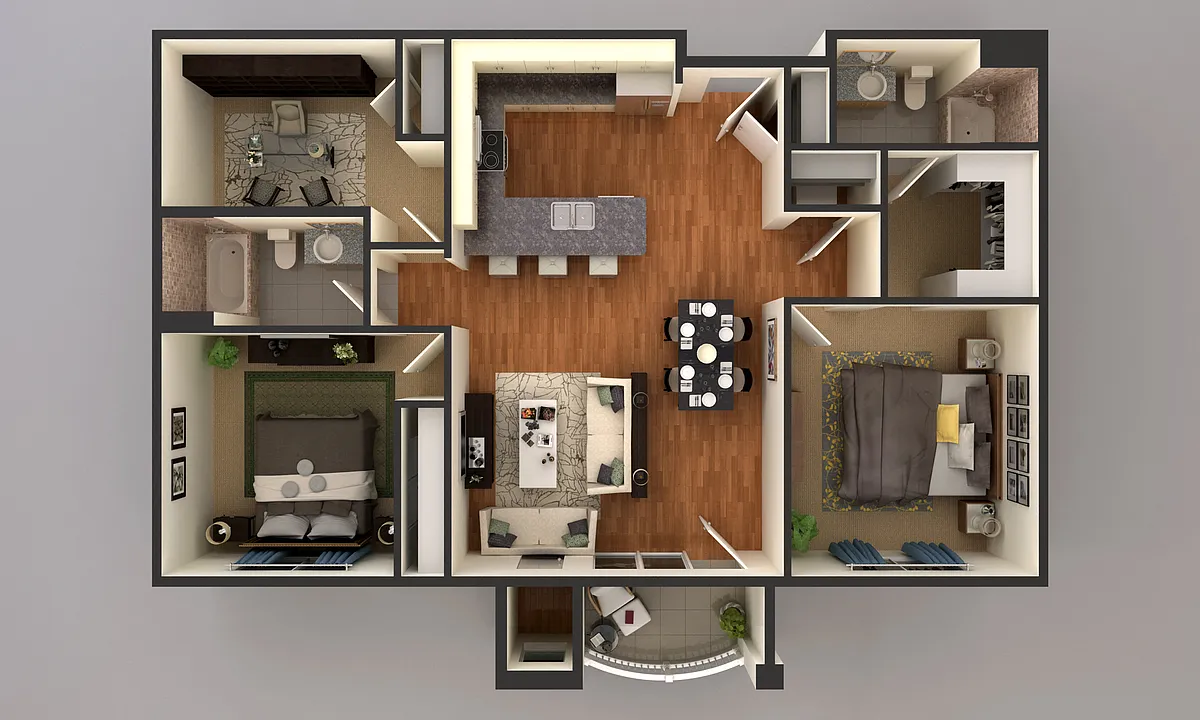 Floor plan 2 Bedroom with Den 4550